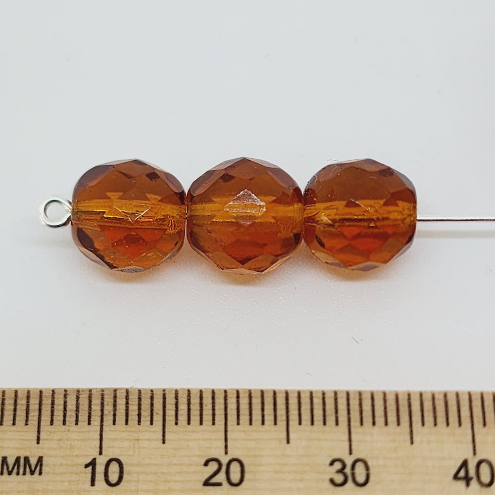 10mm Fire Polish (1,000) - Topaz Transparent - Vintage Czech Glass Beads