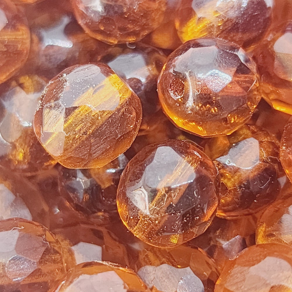 10mm Fire Polish (1,000) - Topaz Transparent - Vintage Czech Glass Beads