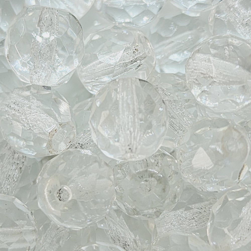 8mm Fire Polish (500) - Crystal Transparent - Vintage Czech Glass Beads