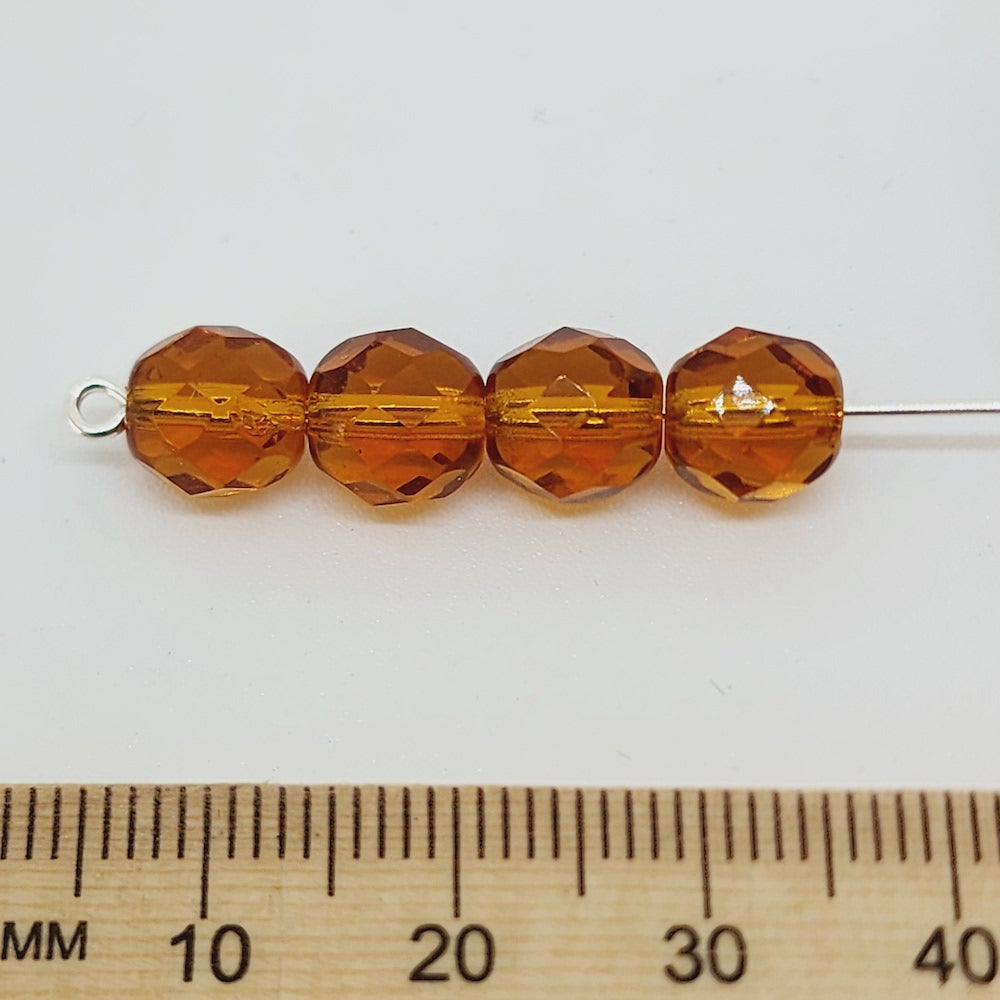 8mm Fire Polish (500) - Topaz Transparent - Vintage Czech Glass Beads