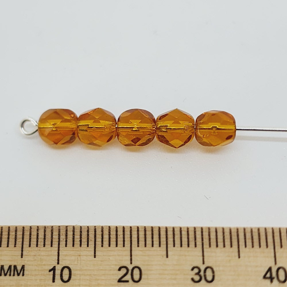 6mm Fire Polish (1,000) - Topaz Transparent - Vintage Czech Glass Beads