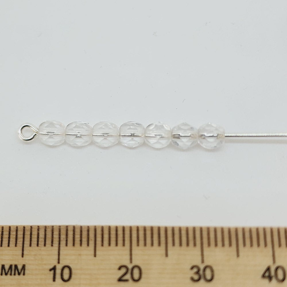 4mm Fire Polish (100) - Crystal Transparent - Vintage Czech Glass Beads