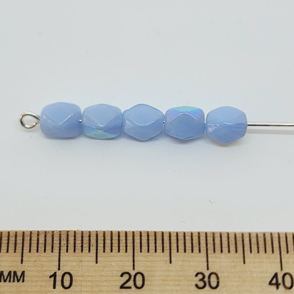 9x5mm Facet Oval (25) - Baby Blue AB - Vintage Czech Glass Beads