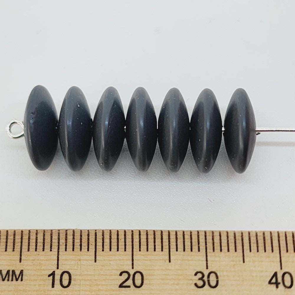 4x12mm Disc (50) - Dark Grey - Pottery Look Lucite Beads - Matte