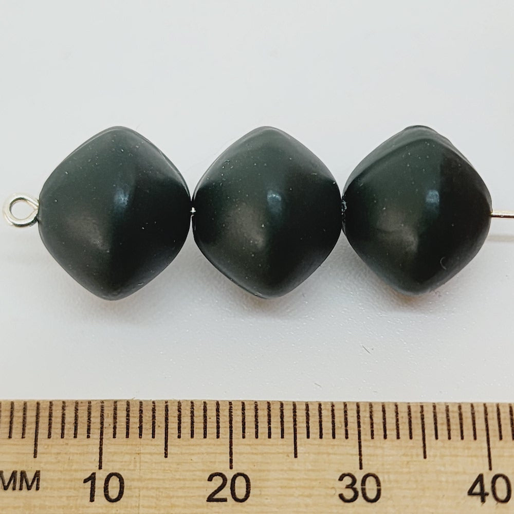12x14mm Rondelle (50) - Dark Green - Pottery Look Lucite Beads - Matte