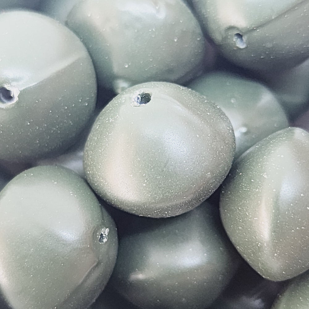 12x14mm Rondelle (50) - Dark Green - Pottery Look Lucite Beads - Matte