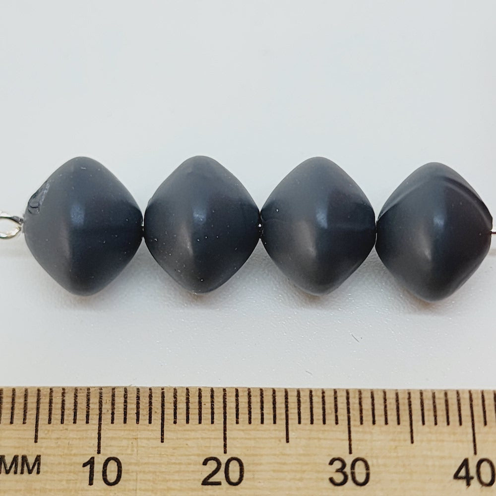 10x12mm Rondelle (50) - Dark Grey - Pottery Look Lucite Beads - Matte