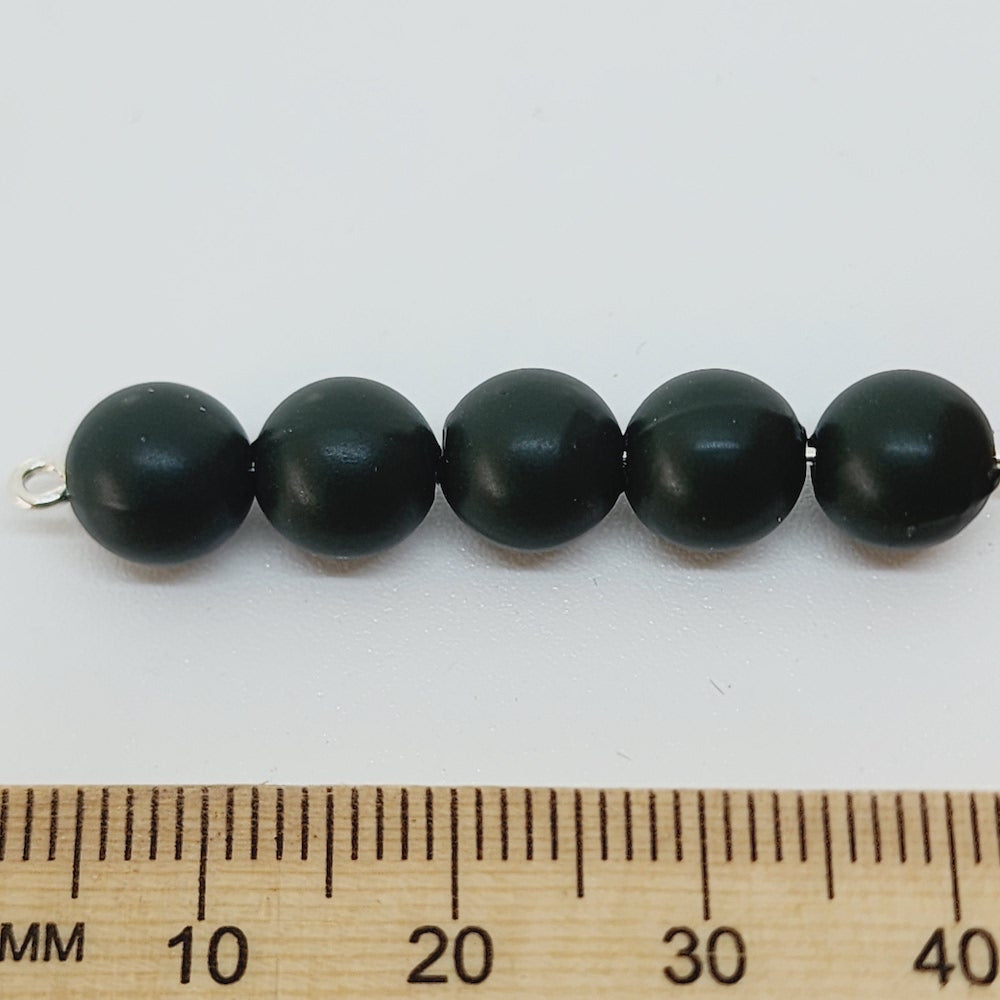 8mm Round (50) - Dark Green - Pottery Look Lucite Beads - Matte