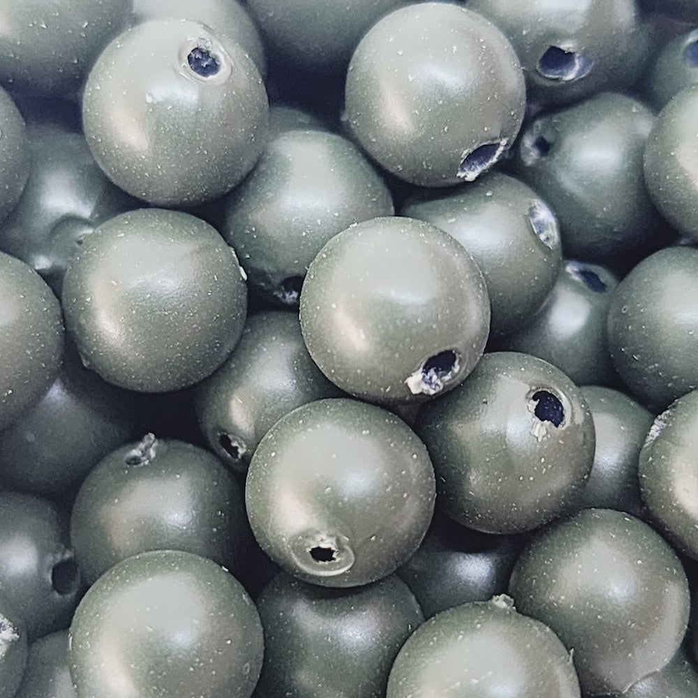 8mm Round (50) - Dark Green - Pottery Look Lucite Beads - Matte