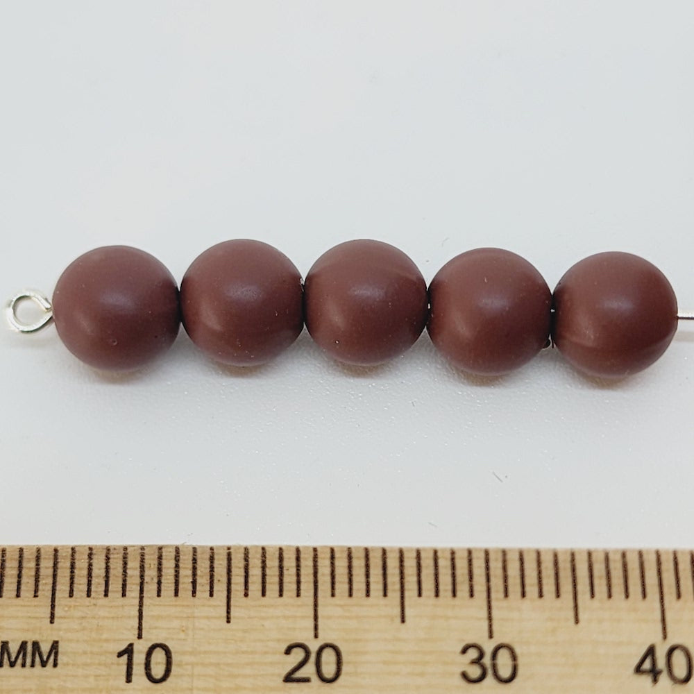 8mm Round (50) - Chocolate - Pottery Look Lucite Beads - Matte