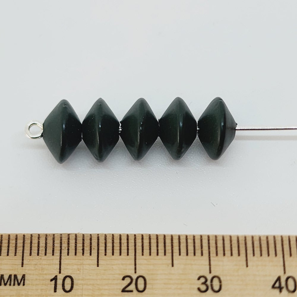 5x9mm UFO (100) - Dark Green - Pottery Look Lucite Beads - Matte