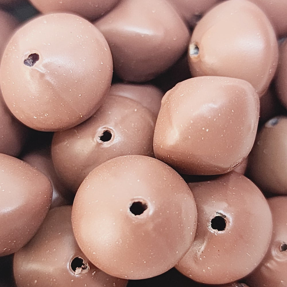 10x12mm Rondelle (50) - Chocolate - Pottery Look Lucite Beads - Matte