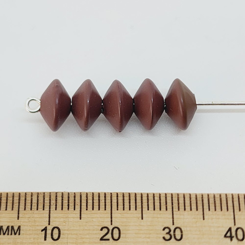 5x9mm UFO (100) - Chocolate - Pottery Look Lucite Beads - Matte