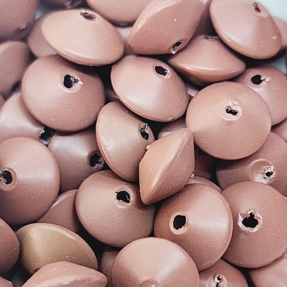 5x9mm UFO (100) - Chocolate - Pottery Look Lucite Beads - Matte