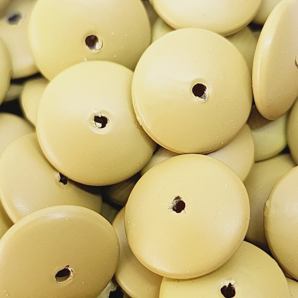 4x12mm Disc (50) - Khaki Green - Pottery Look Lucite Beads - Matte