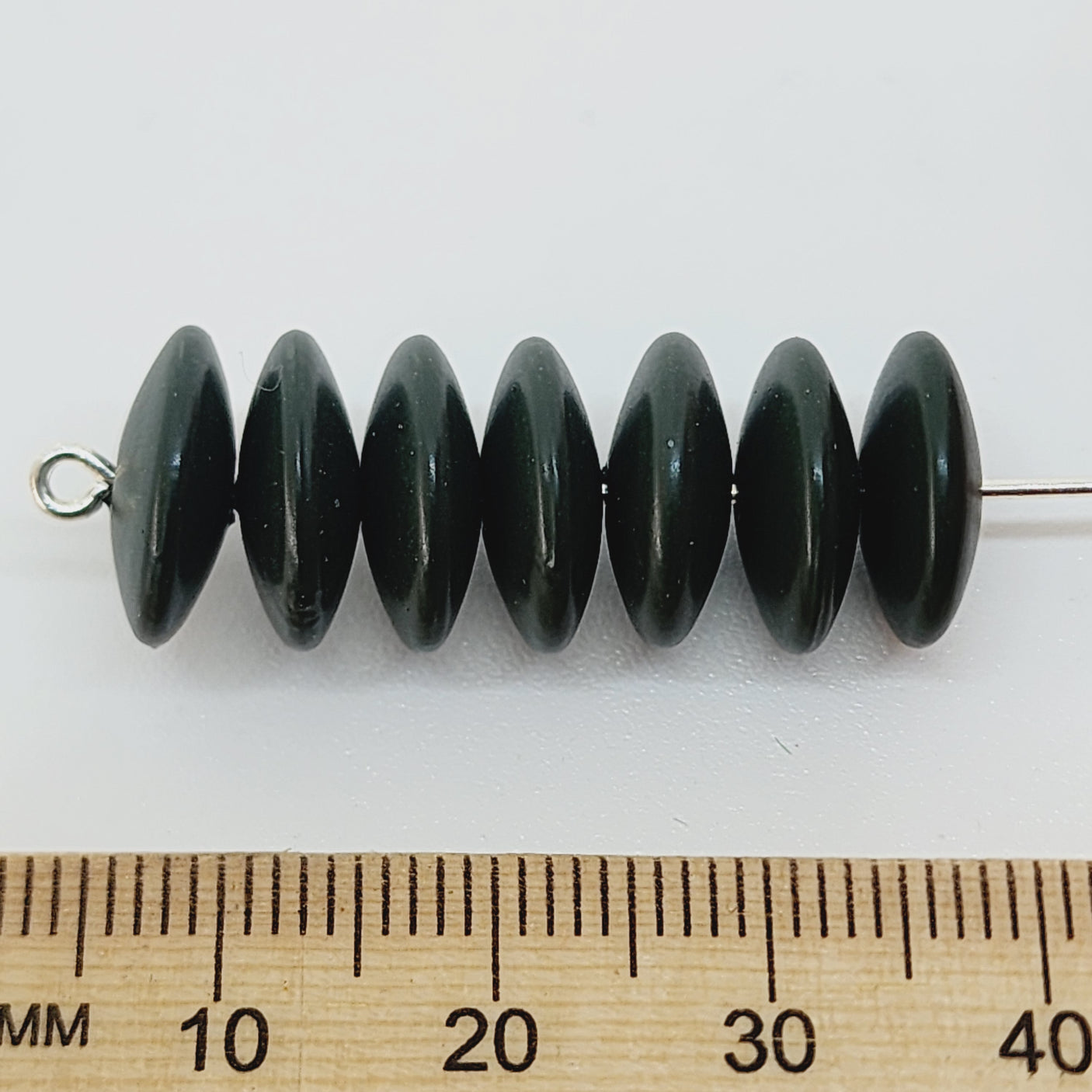 4x12mm Disc (50) - Dark Green - Pottery Look Lucite Beads - Matte