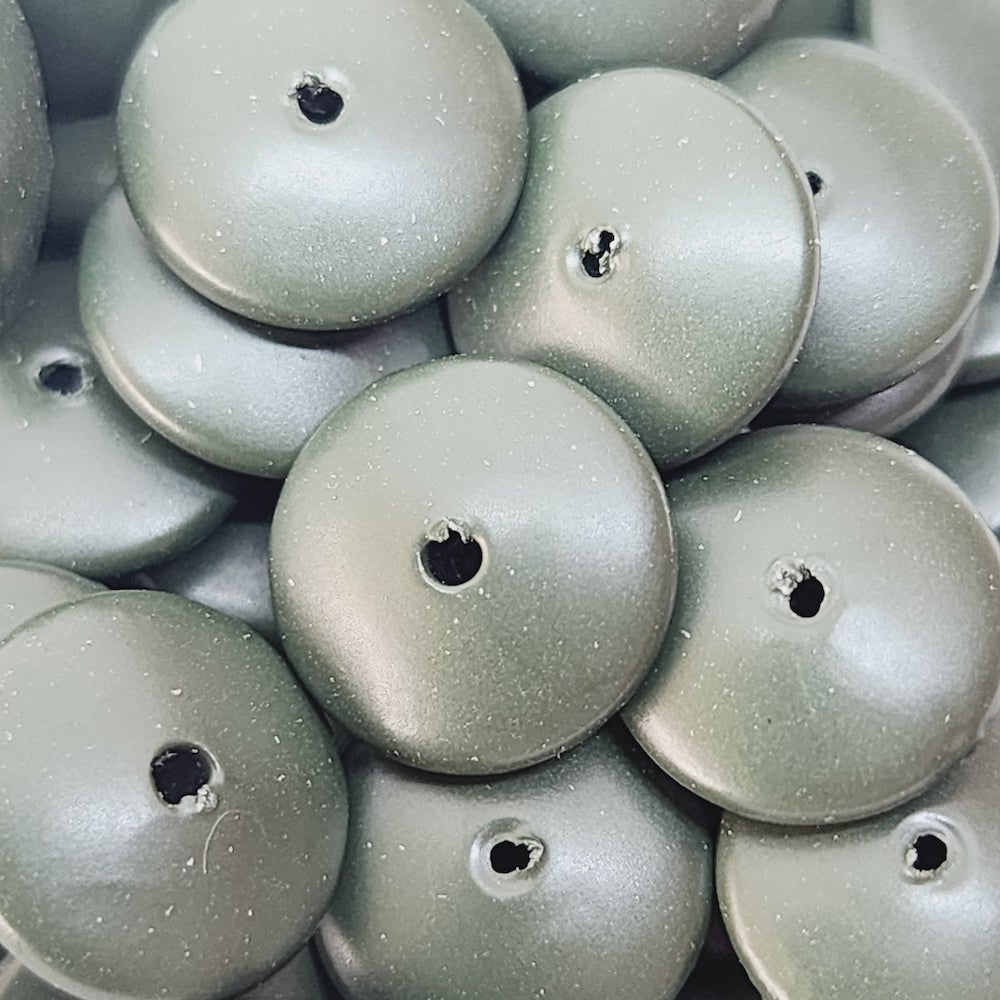 4x12mm Disc (50) - Dark Green - Pottery Look Lucite Beads - Matte