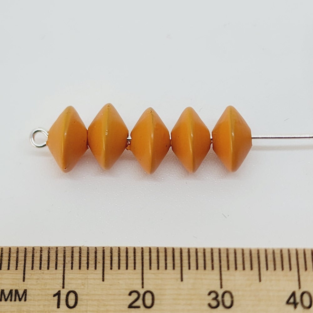 5x9mm UFO (100) - Pumpkin - Pottery Look Lucite Beads - Matte