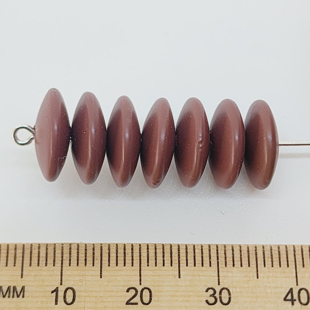 4x12mm Disc (50) - Chocolate - Pottery Look Lucite Beads - Matte