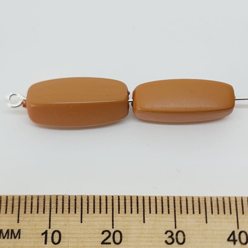 17x7mm Rectangle Tube (50) - Terracotta - Pottery Look Lucite Beads - Matte