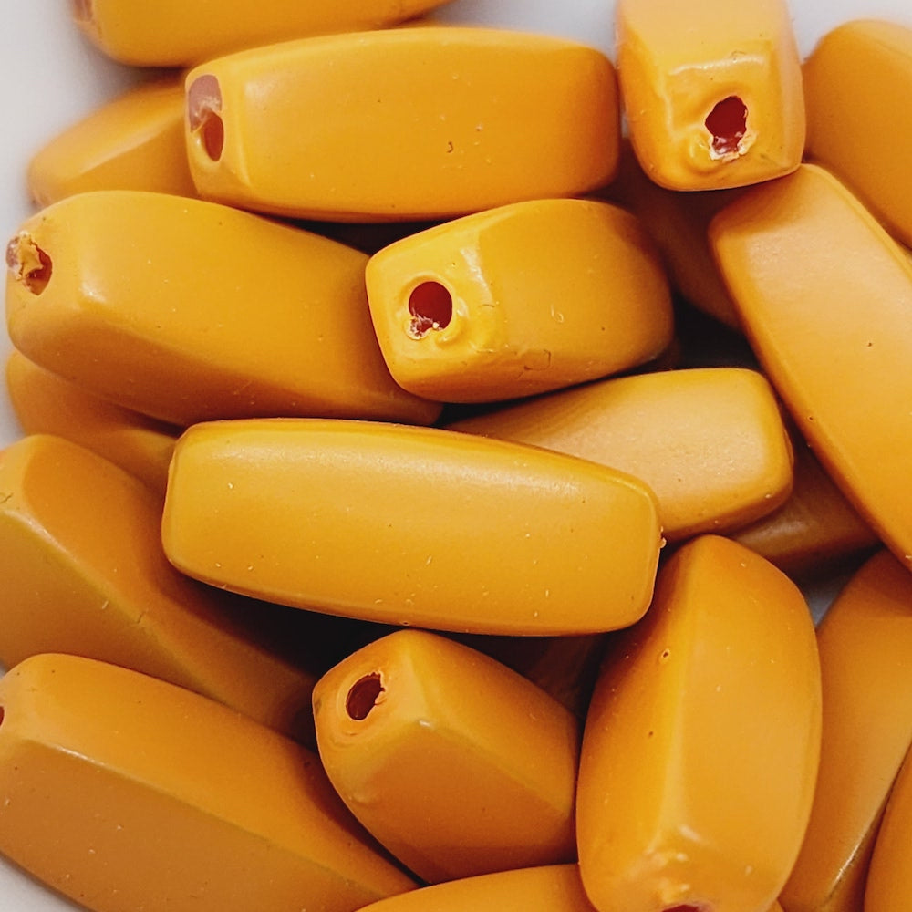 17x7mm Rectangle Tube (50) - Pumpkin - Pottery Look Lucite Beads - Matte