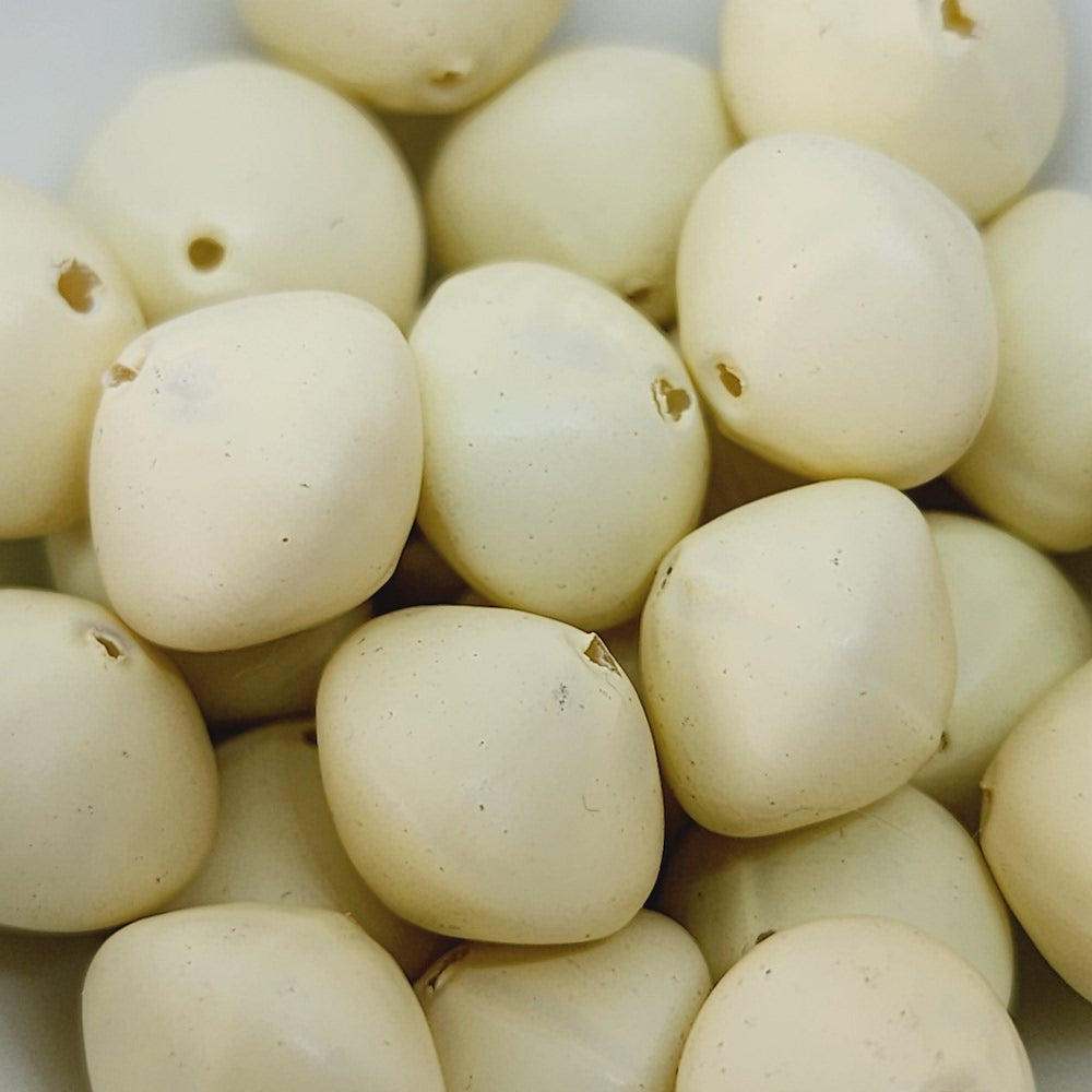 10x12mm Rondelle (50) - Light Cream - Pottery Look Lucite Beads - Matte