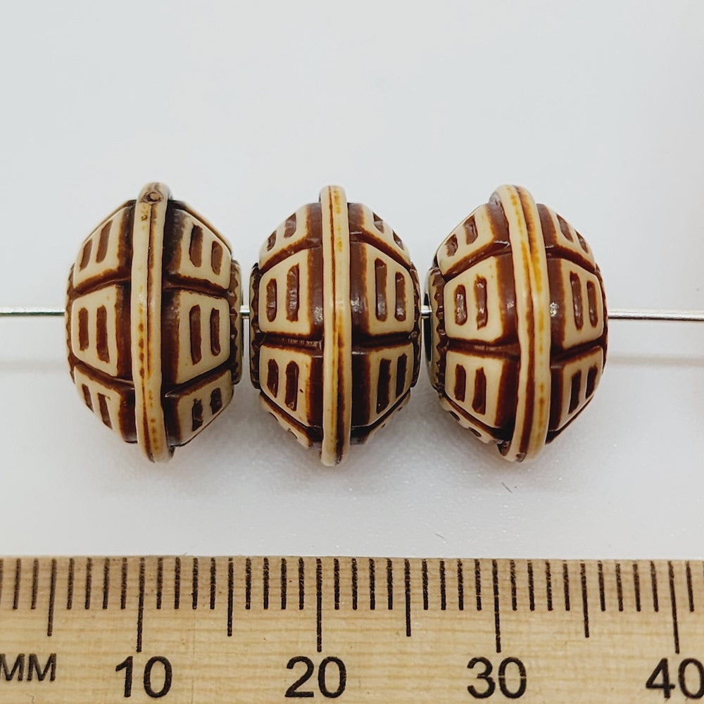 10x16mm UFO (10) - Brown/Cream - Persian Style Vintage Beads