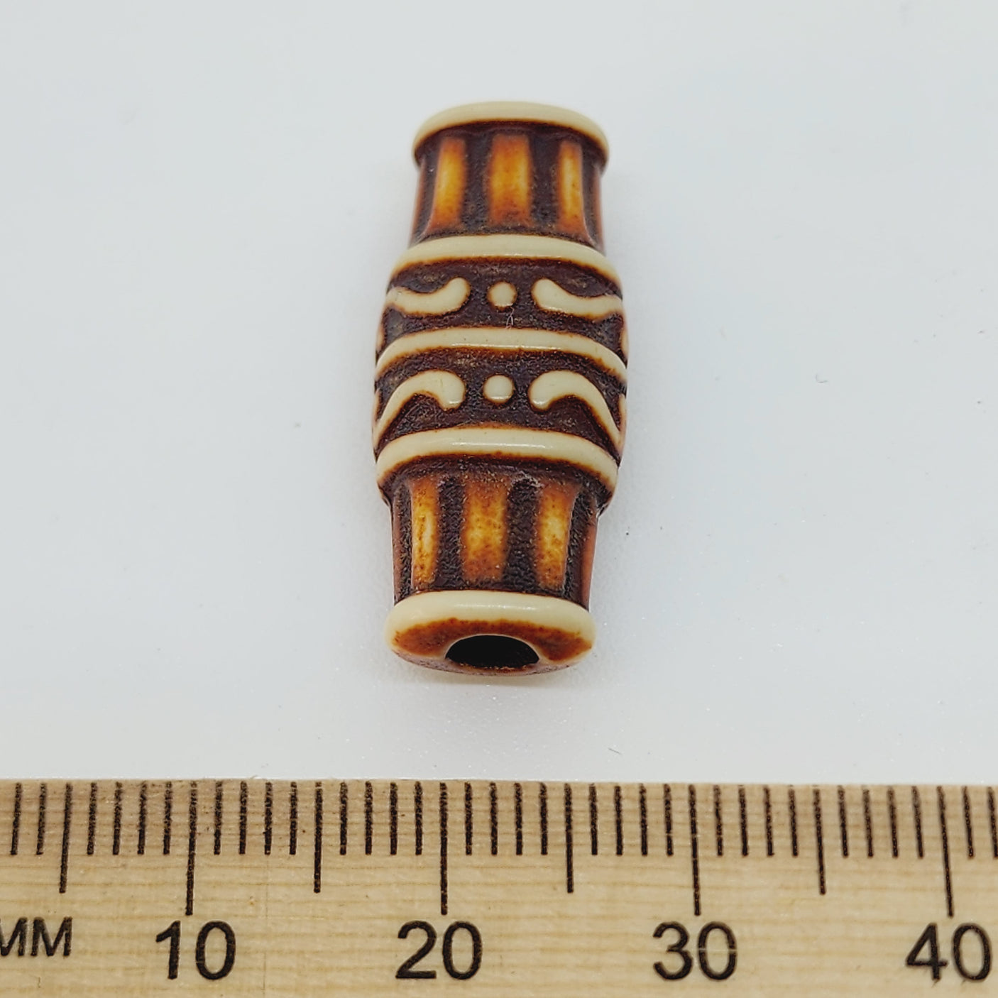 25x11mm Flat Tube (10) - Brown/Cream - Persian Style Vintage Beads