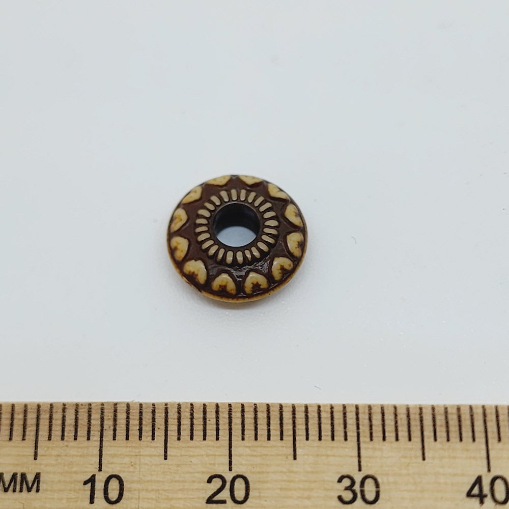 5x12mm Rondelle (10) - Brown/Cream - Persian Style Vintage Beads