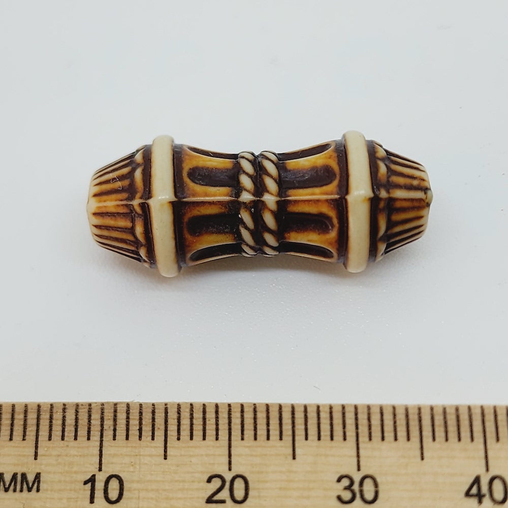 28x11mm Column (10) - Brown/Cream - Persian Style Vintage Beads