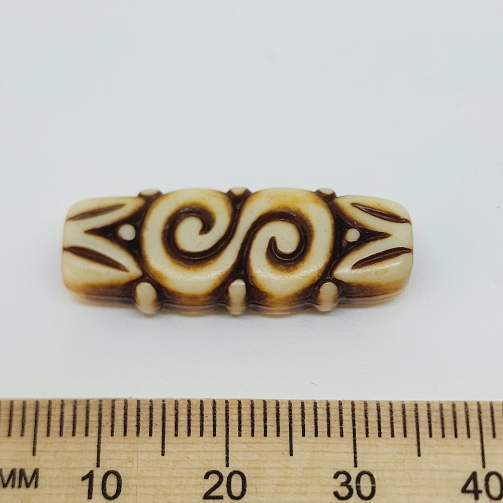 30x11mm Flat Tube (10) - Browns - Persian Style Vintage Beads