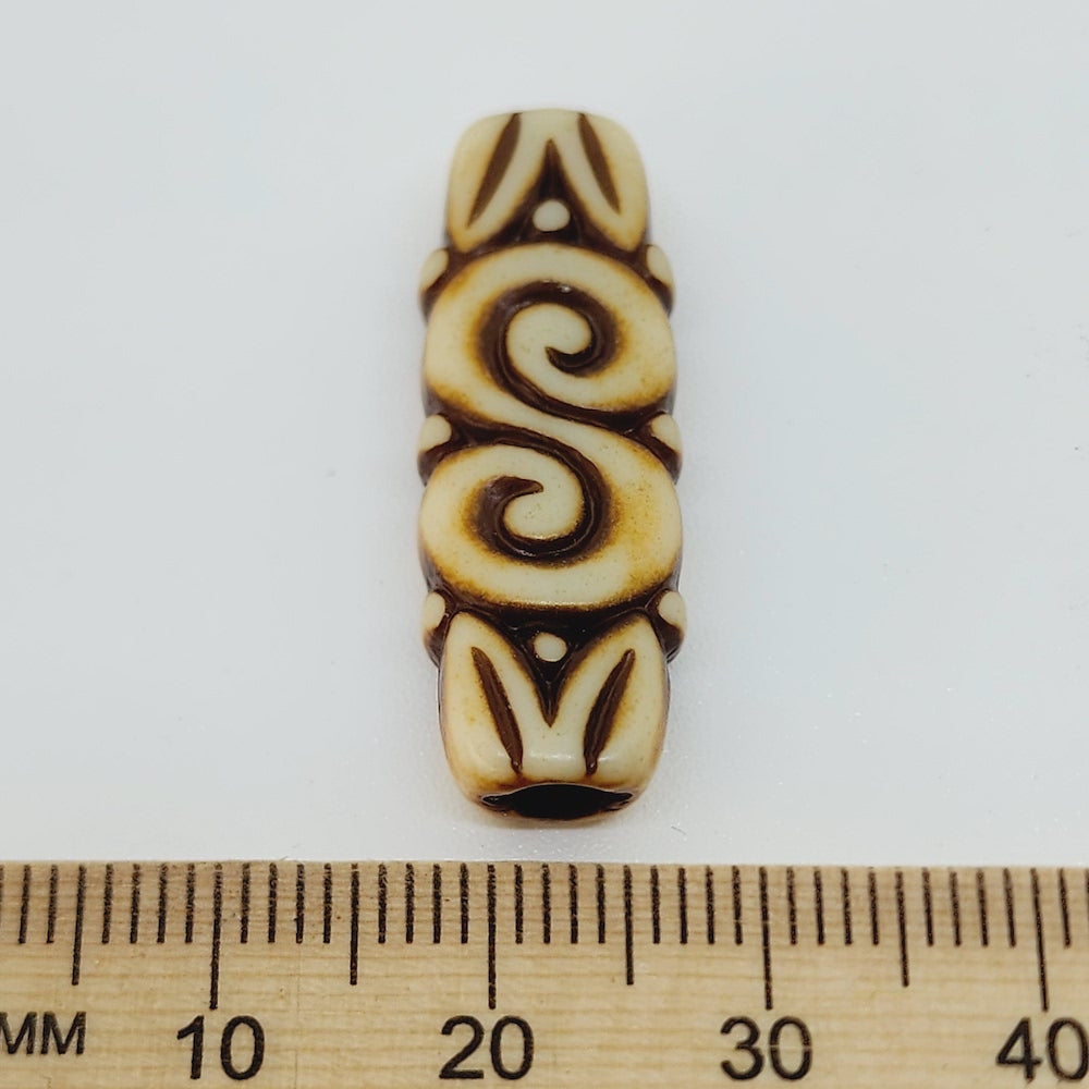 30x11mm Flat Tube (10) - Browns - Persian Style Vintage Beads