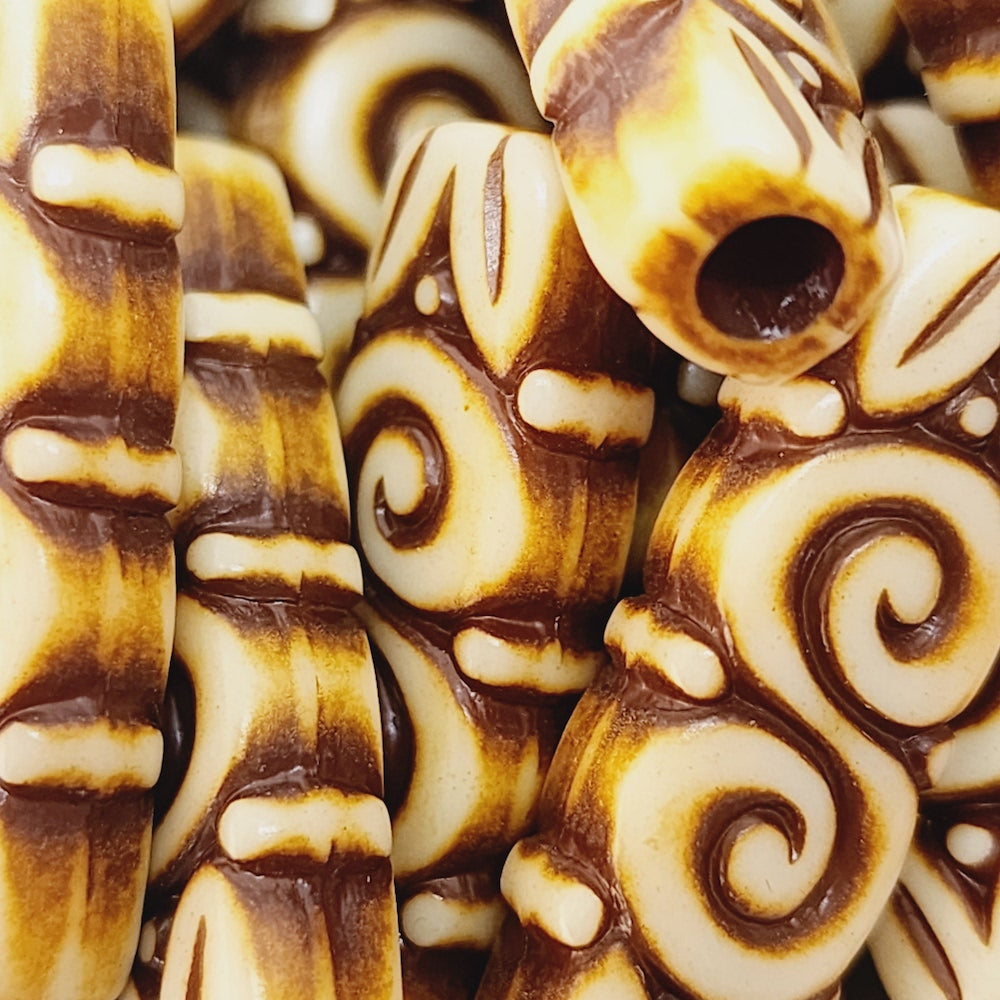 30x11mm Flat Tube (10) - Browns - Persian Style Vintage Beads