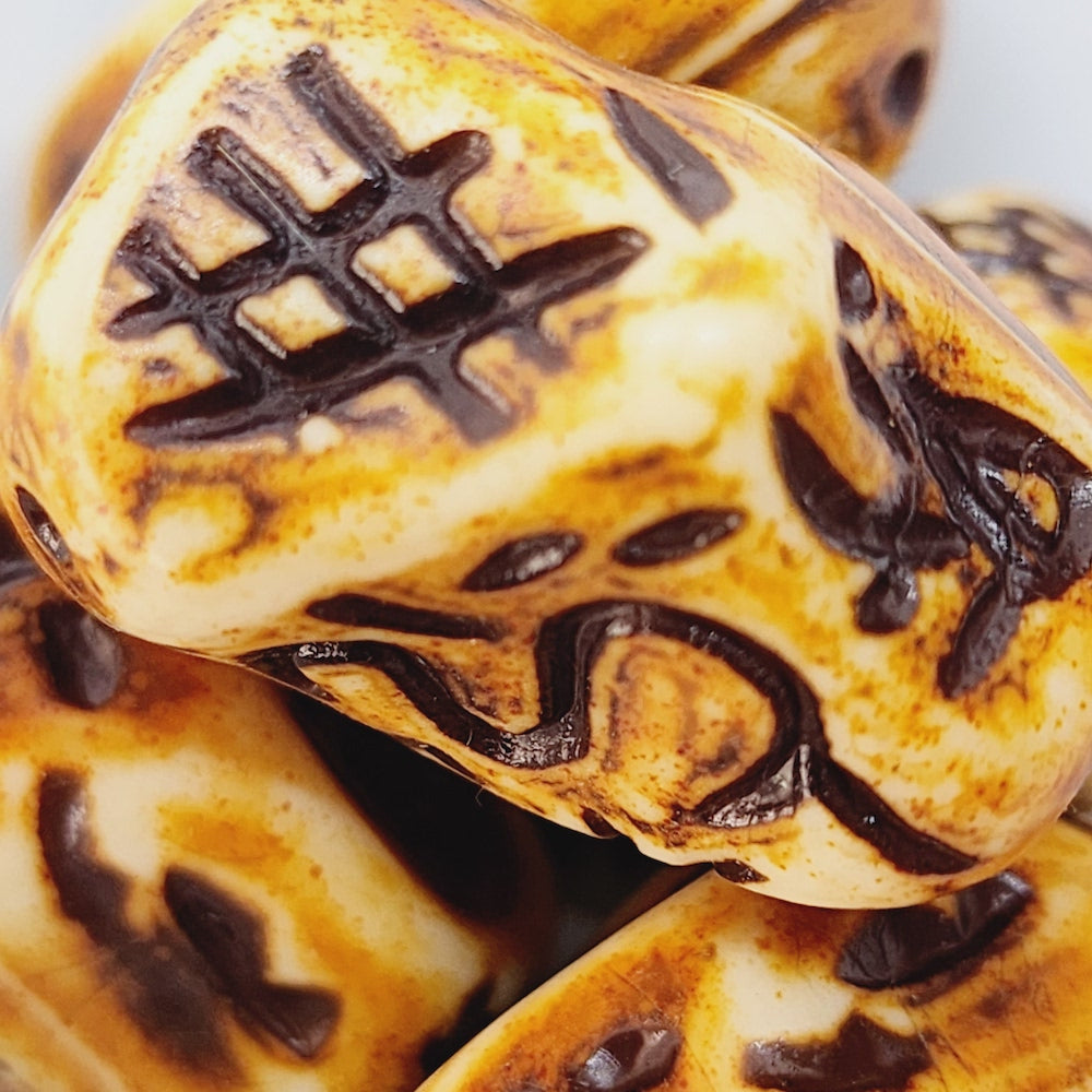 27mm Nugget (10) - Brown/Cream - Persian Style Vintage Beads