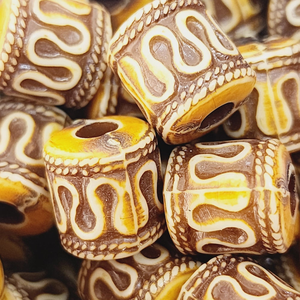 11x10mm Tube (10) - Browns - Persian Style Vintage Beads