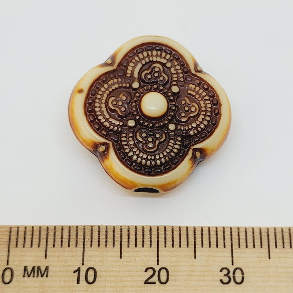 24mm Pillow (10) - Browns - Persian Style Vintage Beads