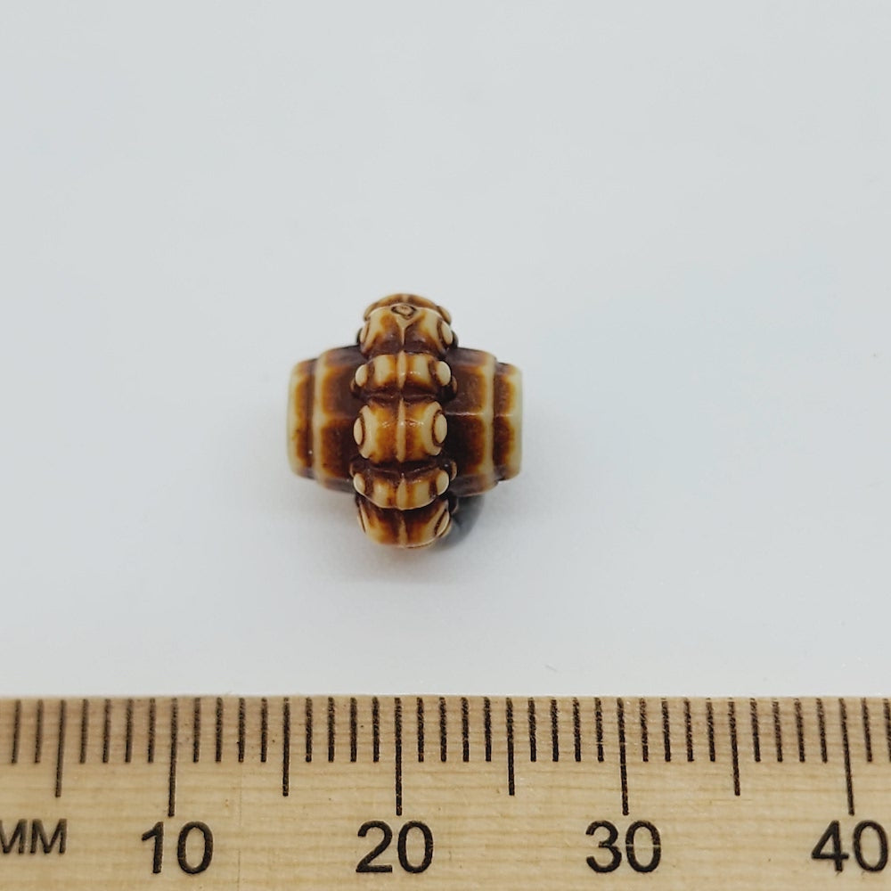 12x11mm Frilly Bicone (10) - Brown/Cream - Persian Style Vintage Beads