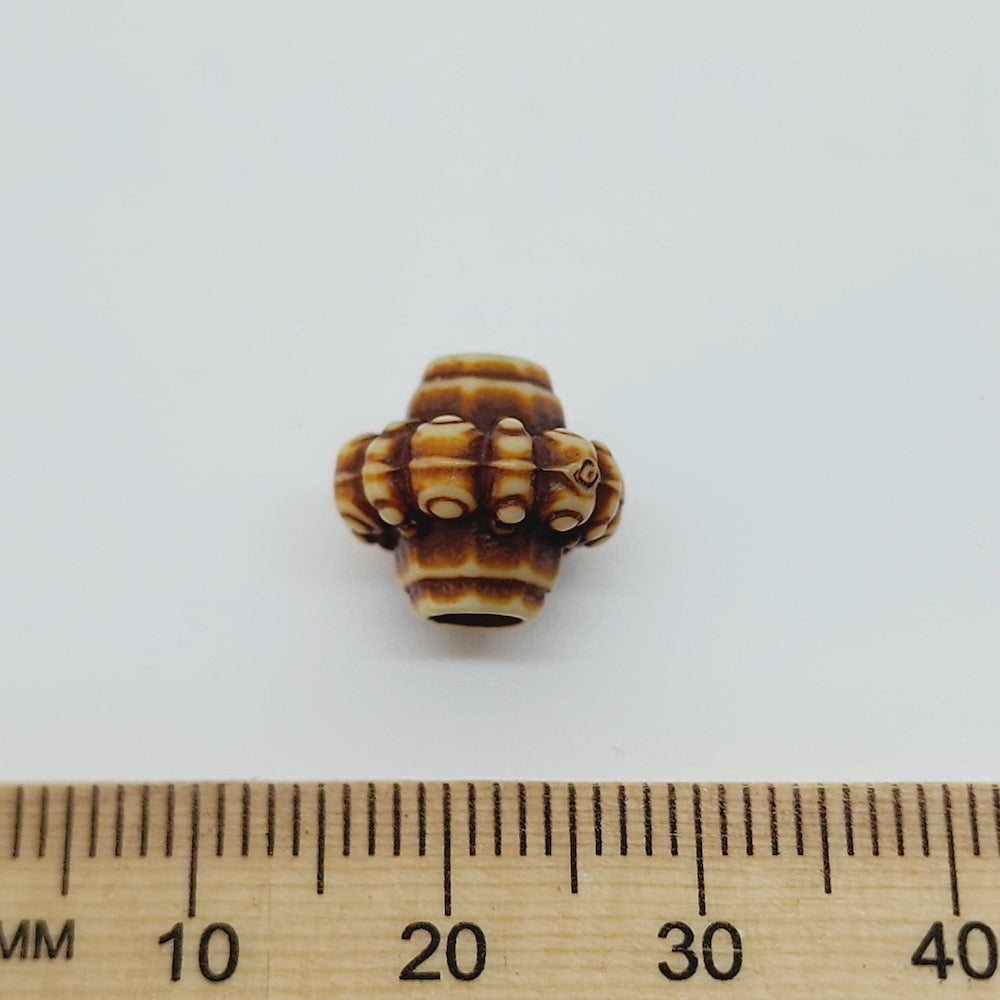 12x11mm Frilly Bicone (10) - Brown/Cream - Persian Style Vintage Beads