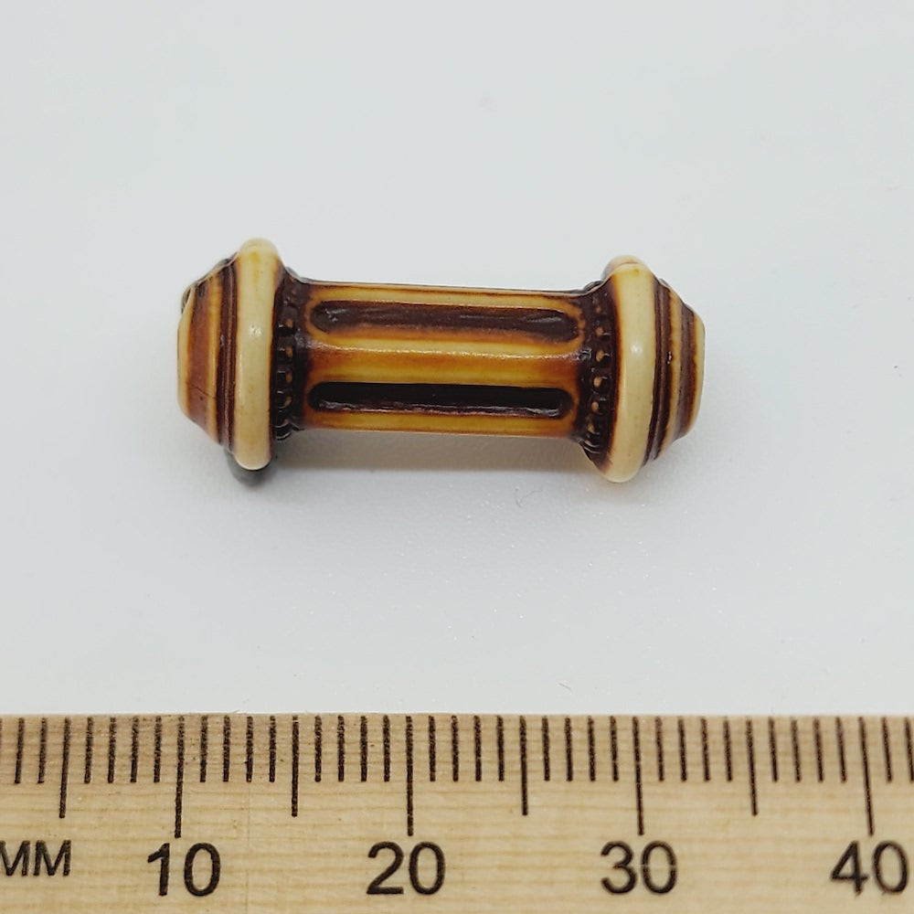 24x11mm Dog Bone (10) - Brown/Cream - Persian Style Vintage Beads