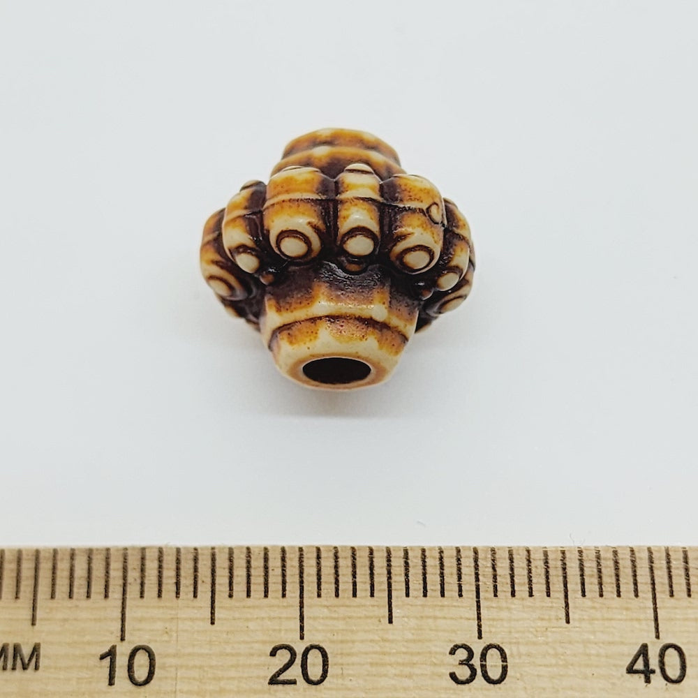 15x16mm Frilly Bicone (10) - Brown/Cream - Persian Style Vintage Beads