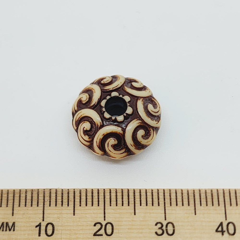 16x8mm Rondelle (10) - Brown/Cream - Persian Style Vintage Beads