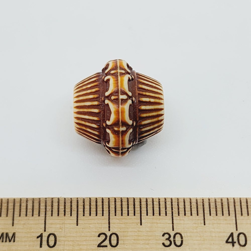 15x16mm Frilly Bicone (10) - Brown/Cream - Persian Style Vintage Beads