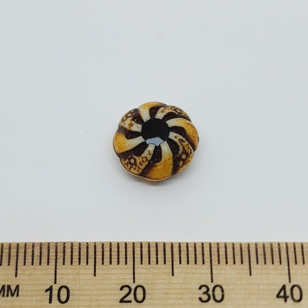 6x11.5mm Rondelle (10) - Brown/Cream - Persian Style Vintage Beads