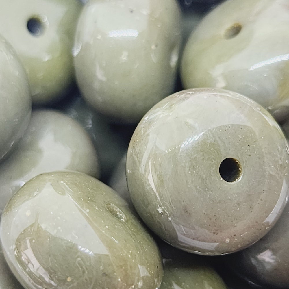 8x15mm Rondelle (10) - Khaki- Bakelite Vintage Beads