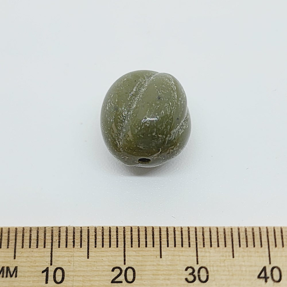 14mm Nut (10) - Khaki- Bakelite Vintage Beads