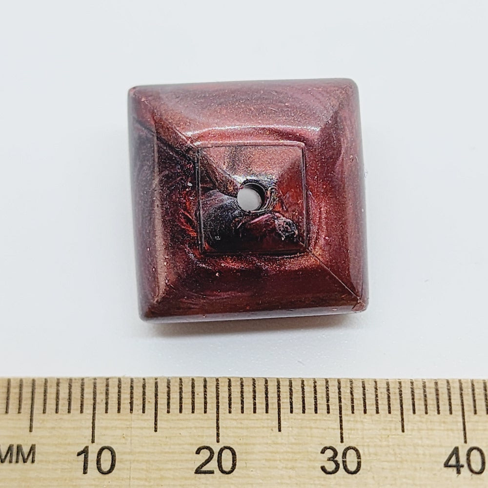 15x20mm Cushion (10) - Red - Vintage Metallic Marbled Effect Beads