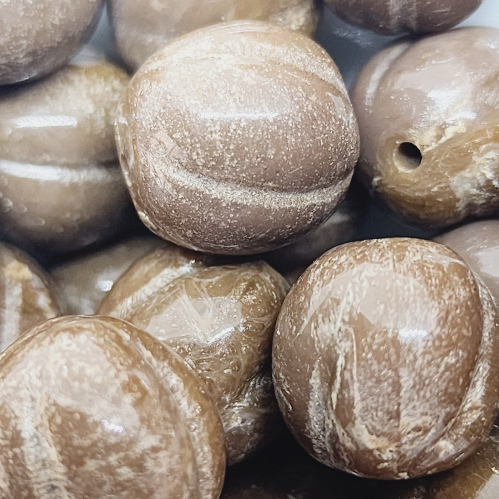 14mm Nut (10) - Mocha- Bakelite Vintage Beads