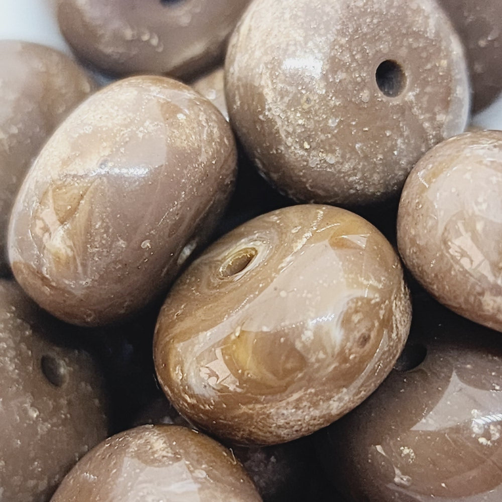 8x15mm Rondelle (10) - Mocha- Bakelite Vintage Beads