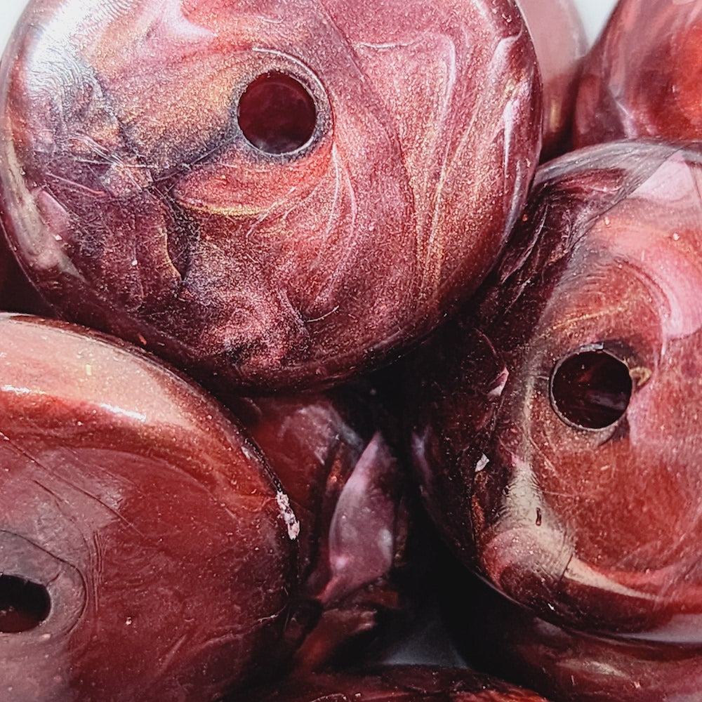 7x23mm Disc (10) - Red - Vintage Metallic Marbled Effect Beads