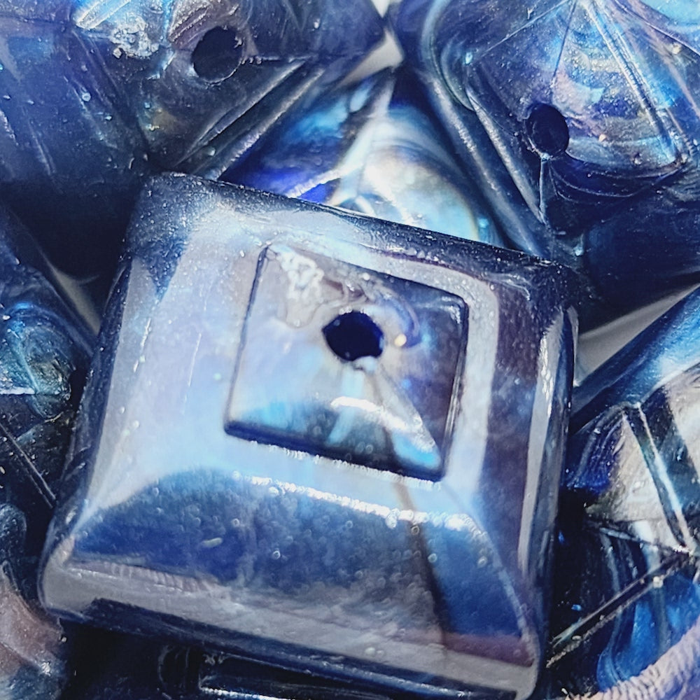 15x20mm Cushion (10) - Blue - Vintage Metallic Marbled Effect Beads